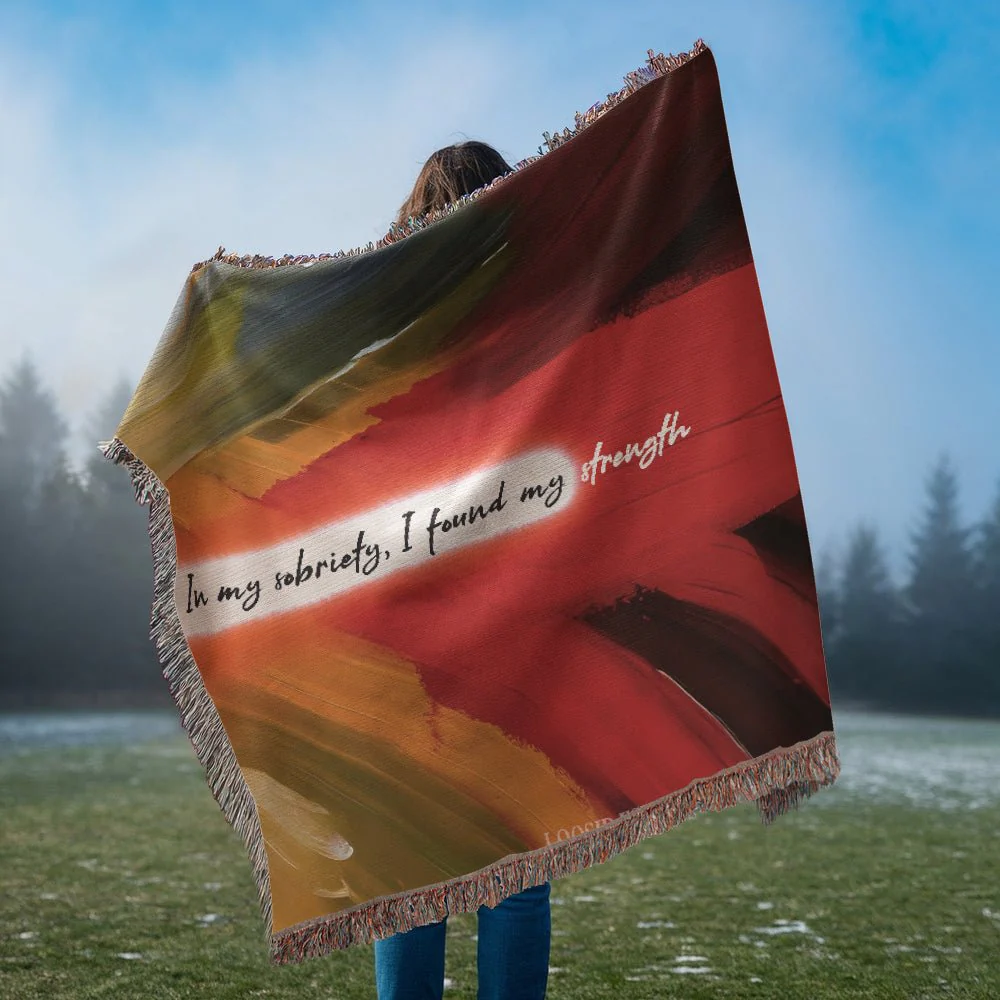 In My Sobriety, I Found My Strength Heirloom Woven Blanket - Image 7