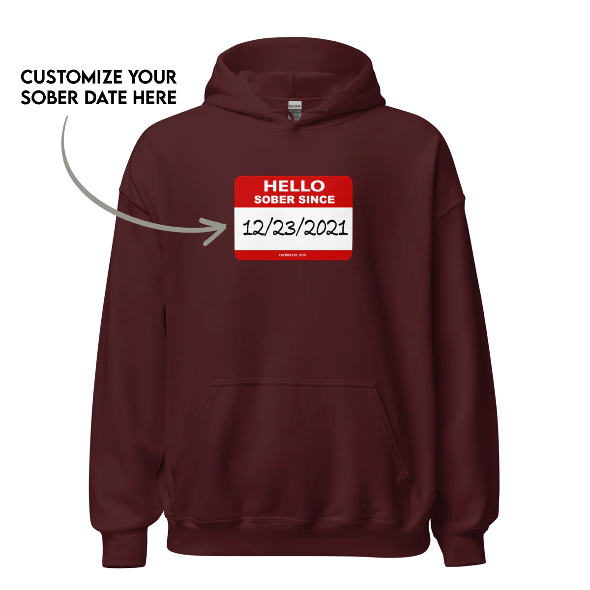 Men’s Hello Sober Since Hoodie w/ Personalized Sobriety Date - Image 11