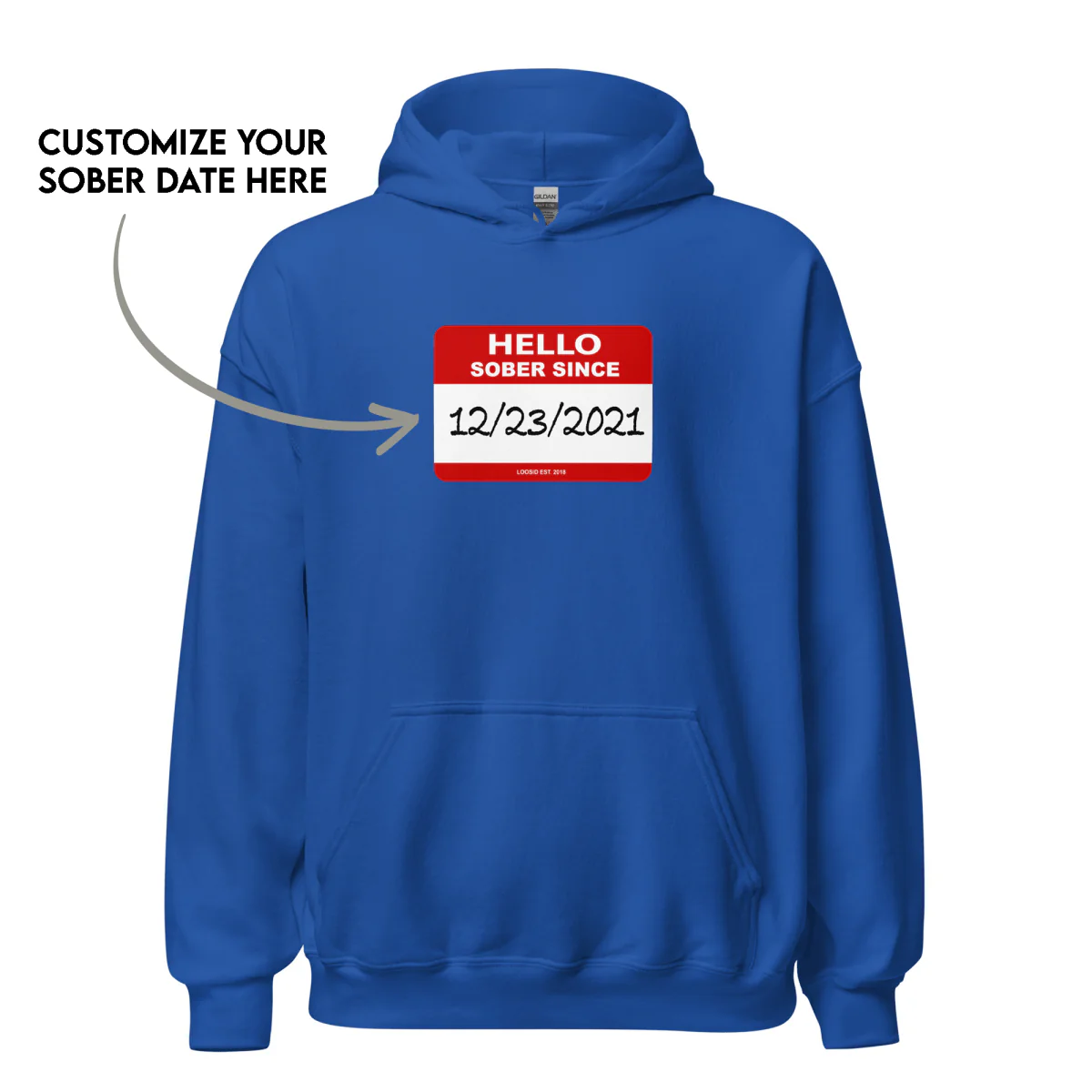 Men’s Hello Sober Since Hoodie w/ Personalized Sobriety Date - Image 15