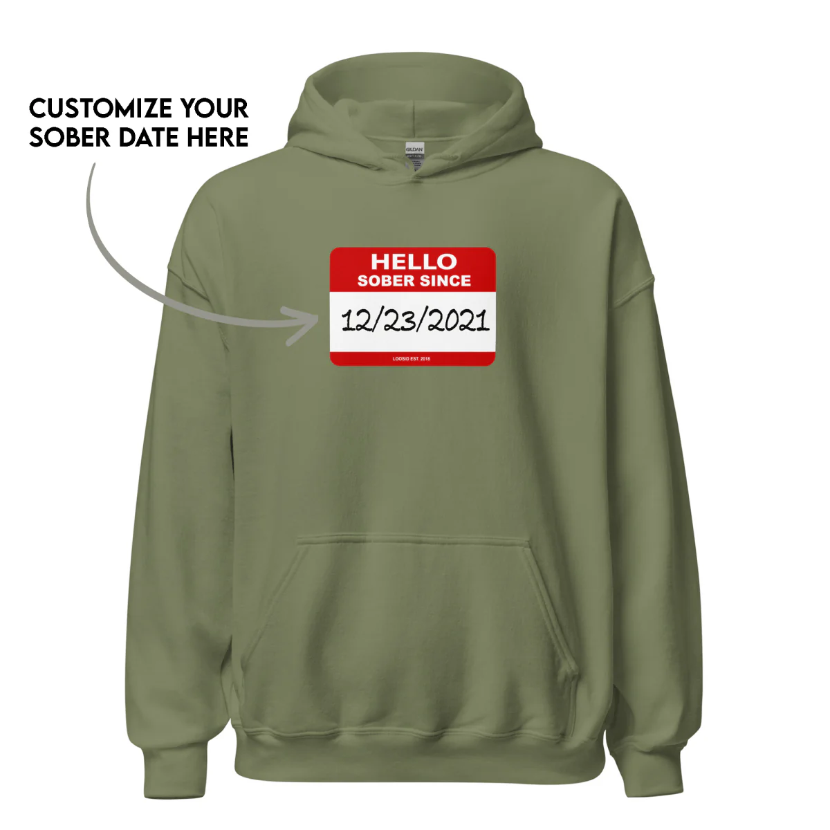 Men’s Hello Sober Since Hoodie w/ Personalized Sobriety Date - Image 19