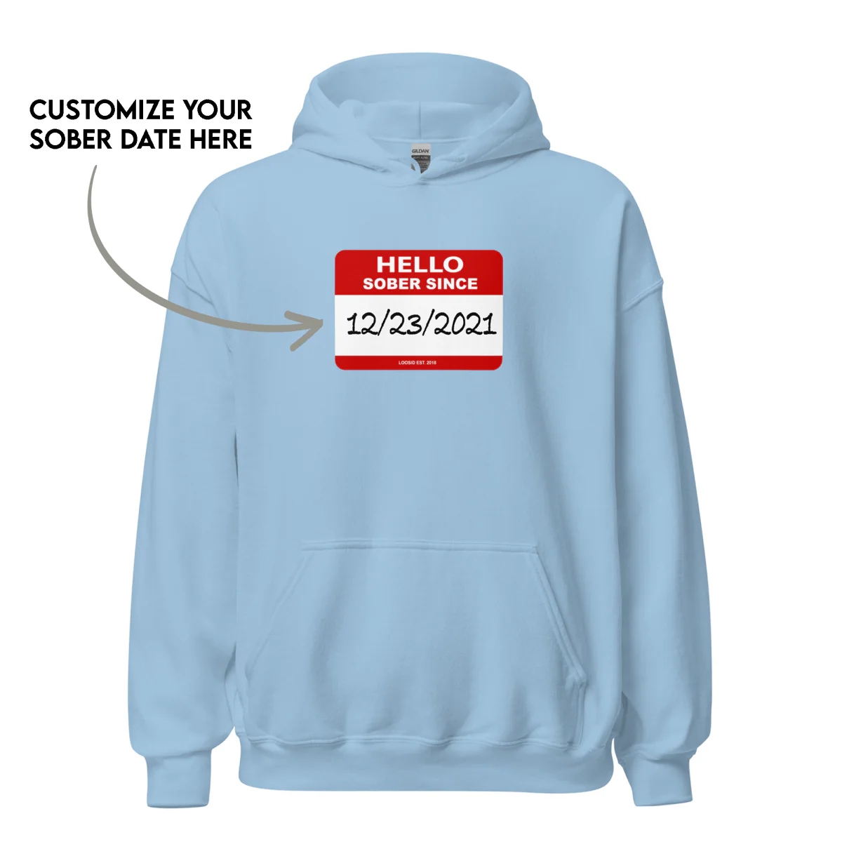 Men’s Hello Sober Since Hoodie w/ Personalized Sobriety Date - Image 27