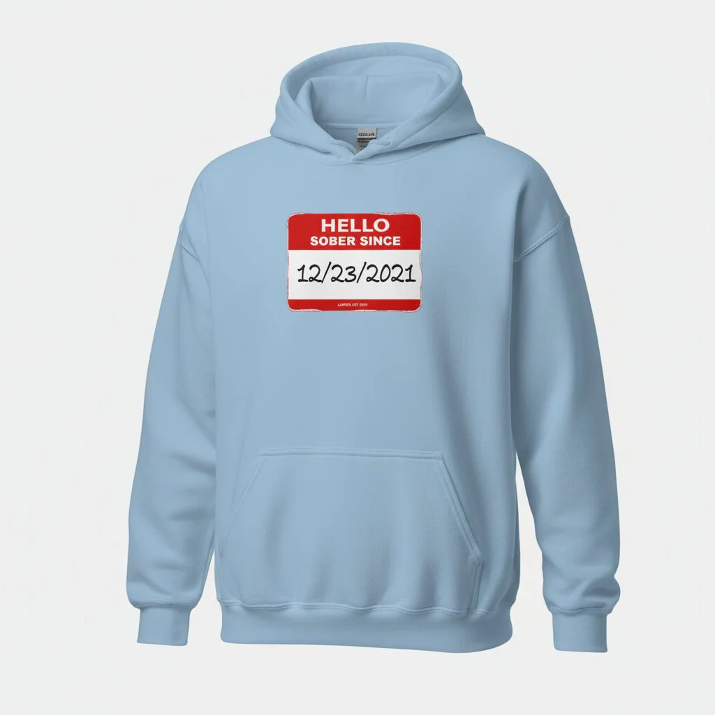 Men’s Hello Sober Since Hoodie w/ Personalized Sobriety Date - Image 28