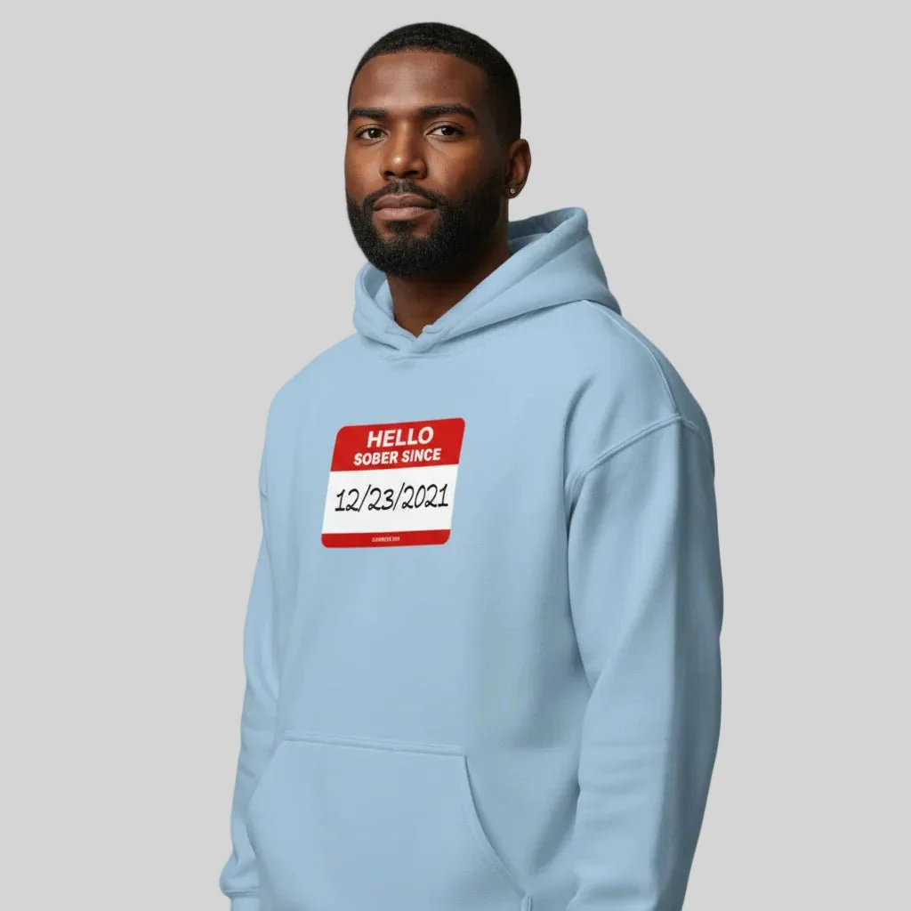 Men’s Hello Sober Since Hoodie w/ Personalized Sobriety Date - Image 30