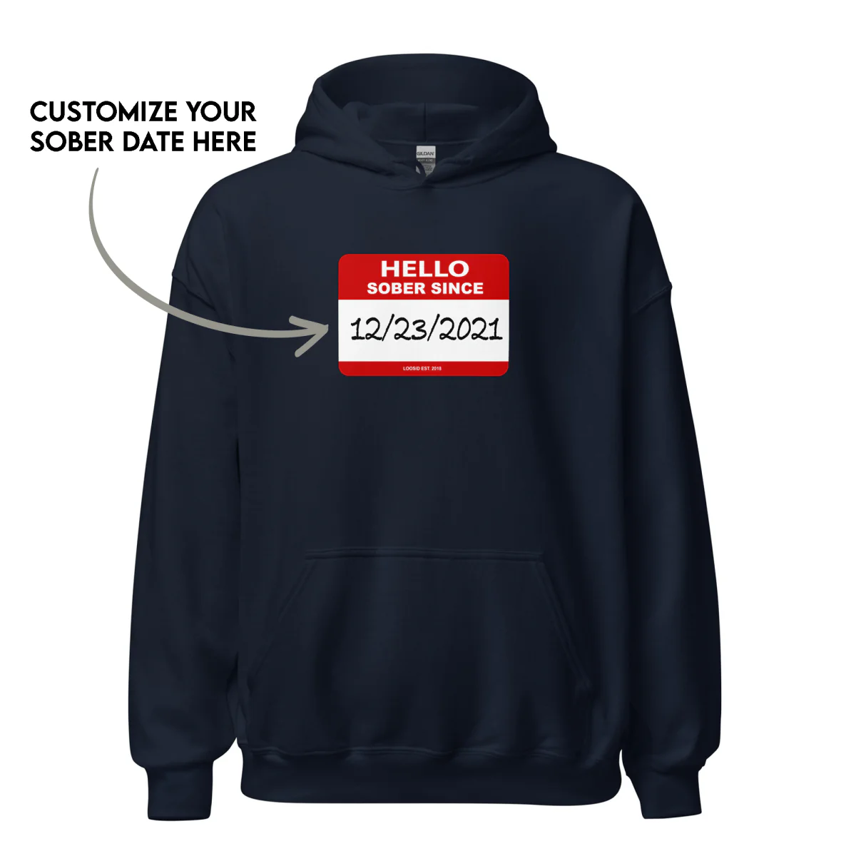 Men’s Hello Sober Since Hoodie w/ Personalized Sobriety Date - Image 7