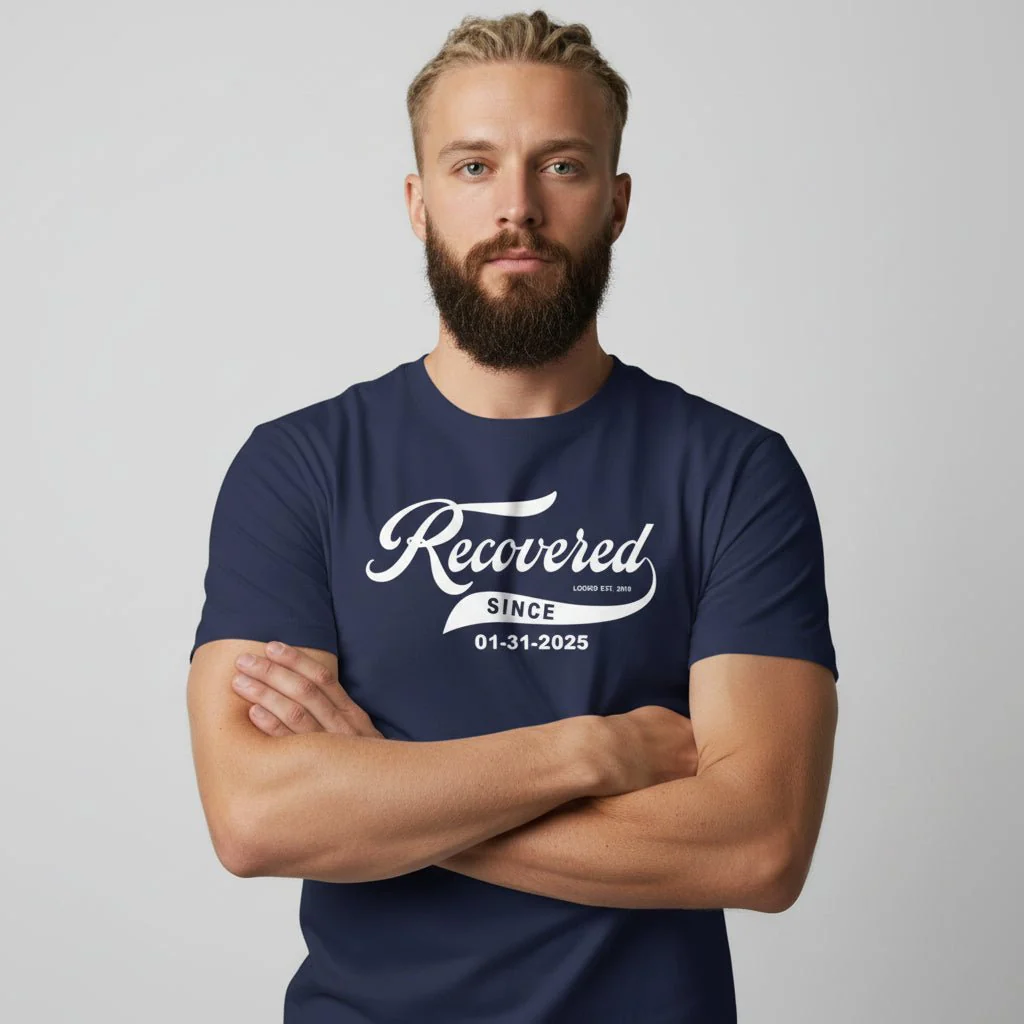 Men’s Recovered Since T-Shirt w/ Personalized Clean Date - Image 13