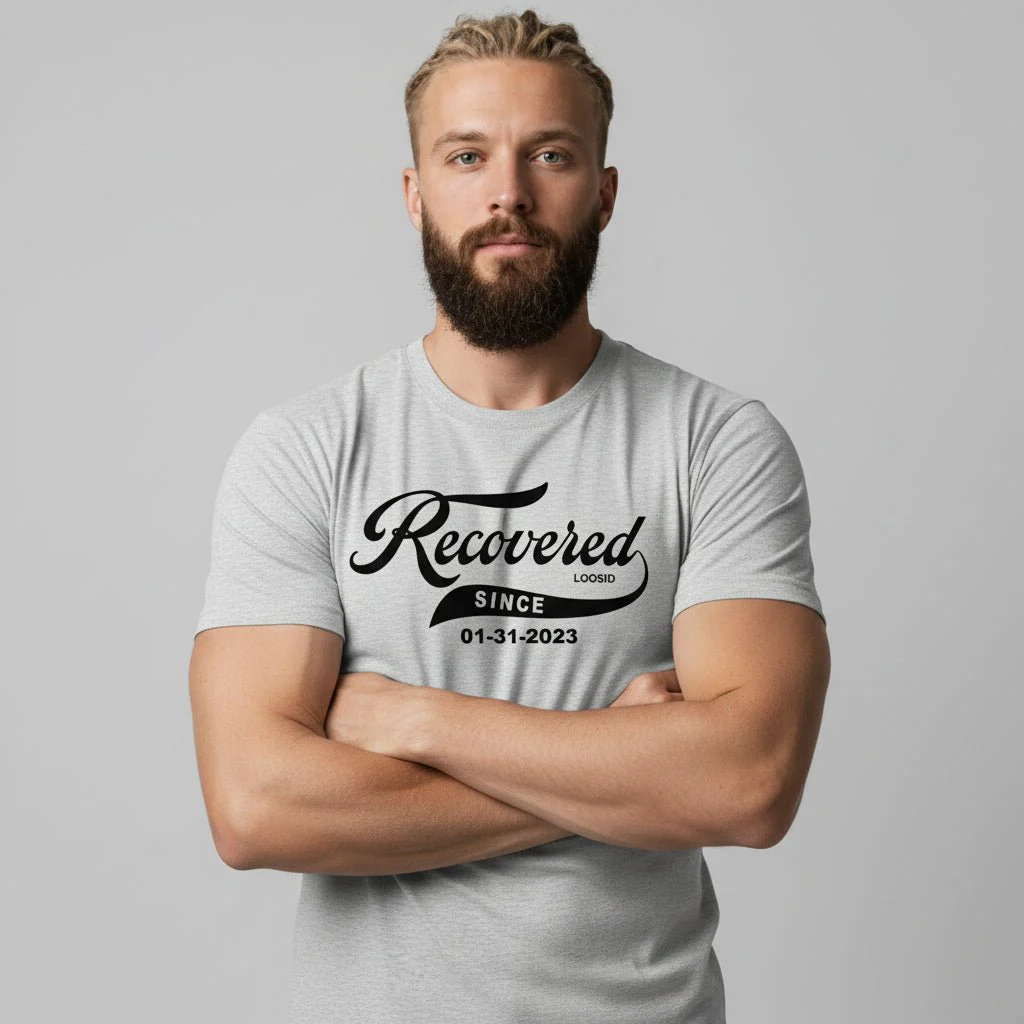 Men’s Recovered Since T-Shirt w/ Personalized Clean Date - Image 17