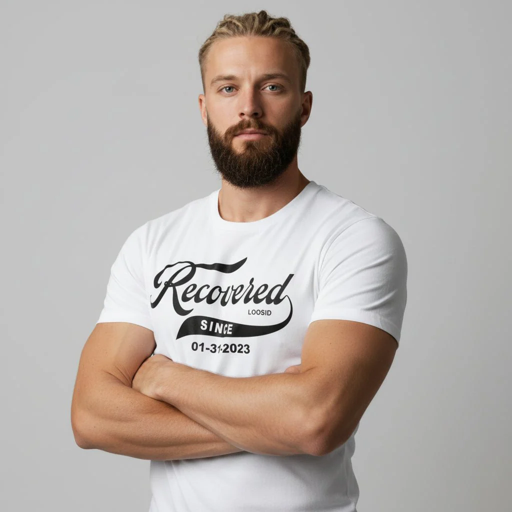 Men’s Recovered Since T-Shirt w/ Personalized Clean Date - Image 25