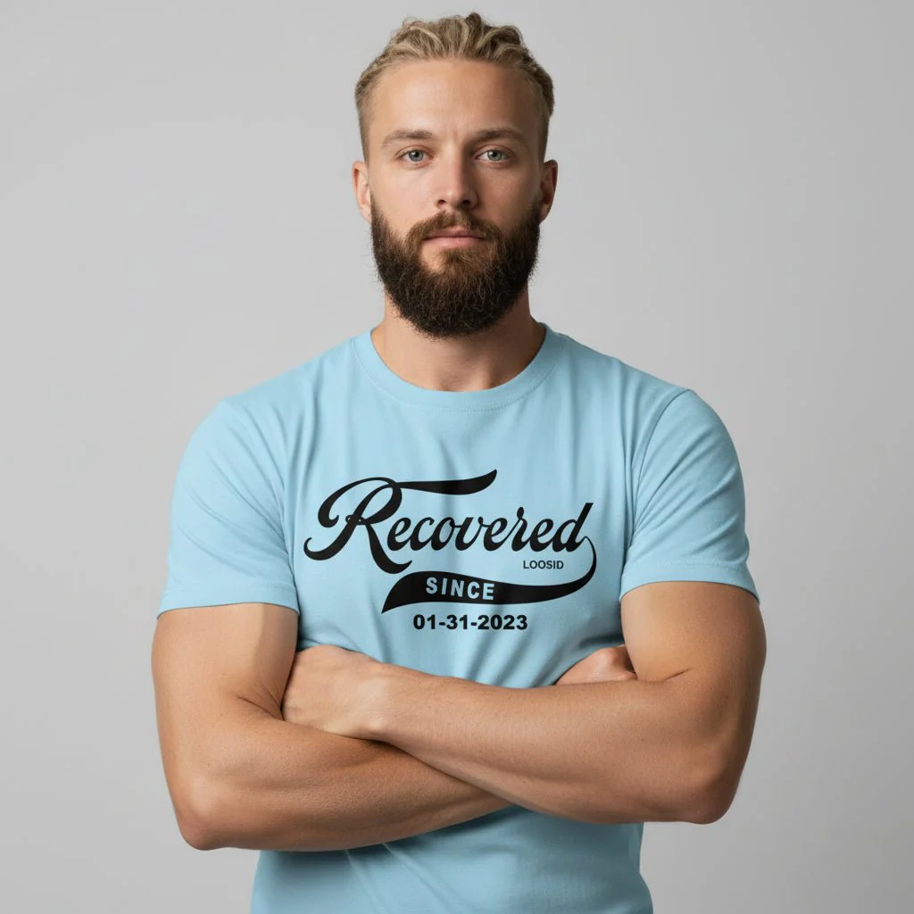 Men’s Recovered Since T-Shirt w/ Personalized Clean Date - Image 28