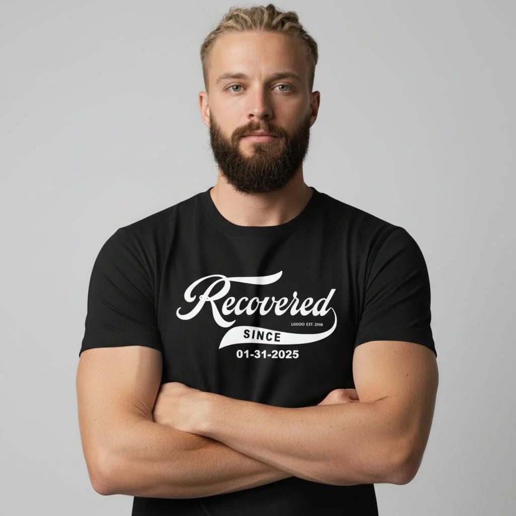 Men’s Recovered Since T-Shirt w/ Personalized Clean Date - Image 4