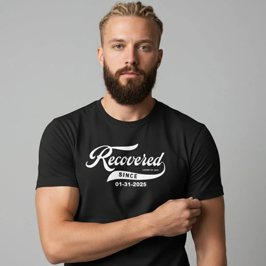 Men’s Recovered Since T-Shirt w/ Personalized Clean Date - Image 5