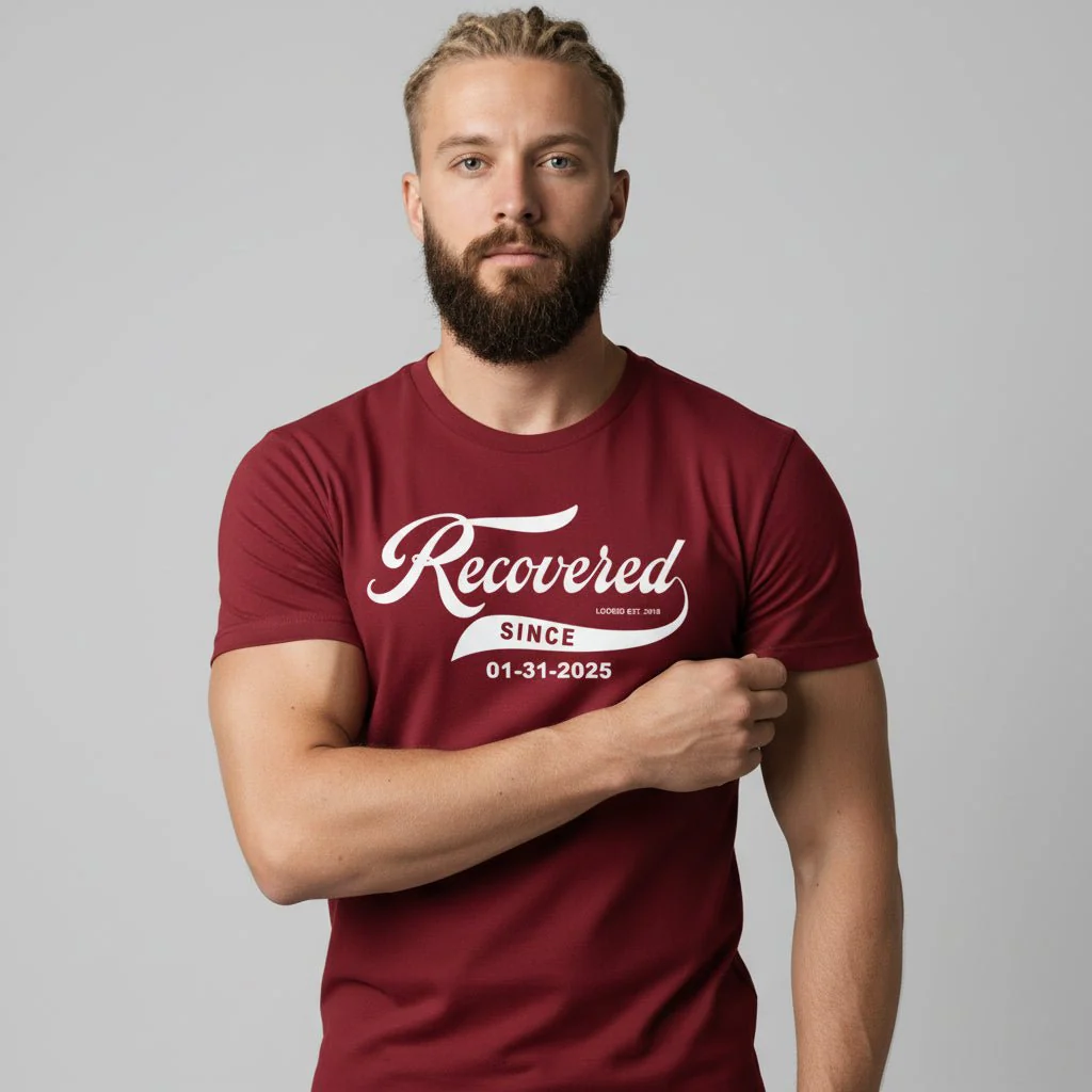 Men’s Recovered Since T-Shirt w/ Personalized Clean Date - Image 8