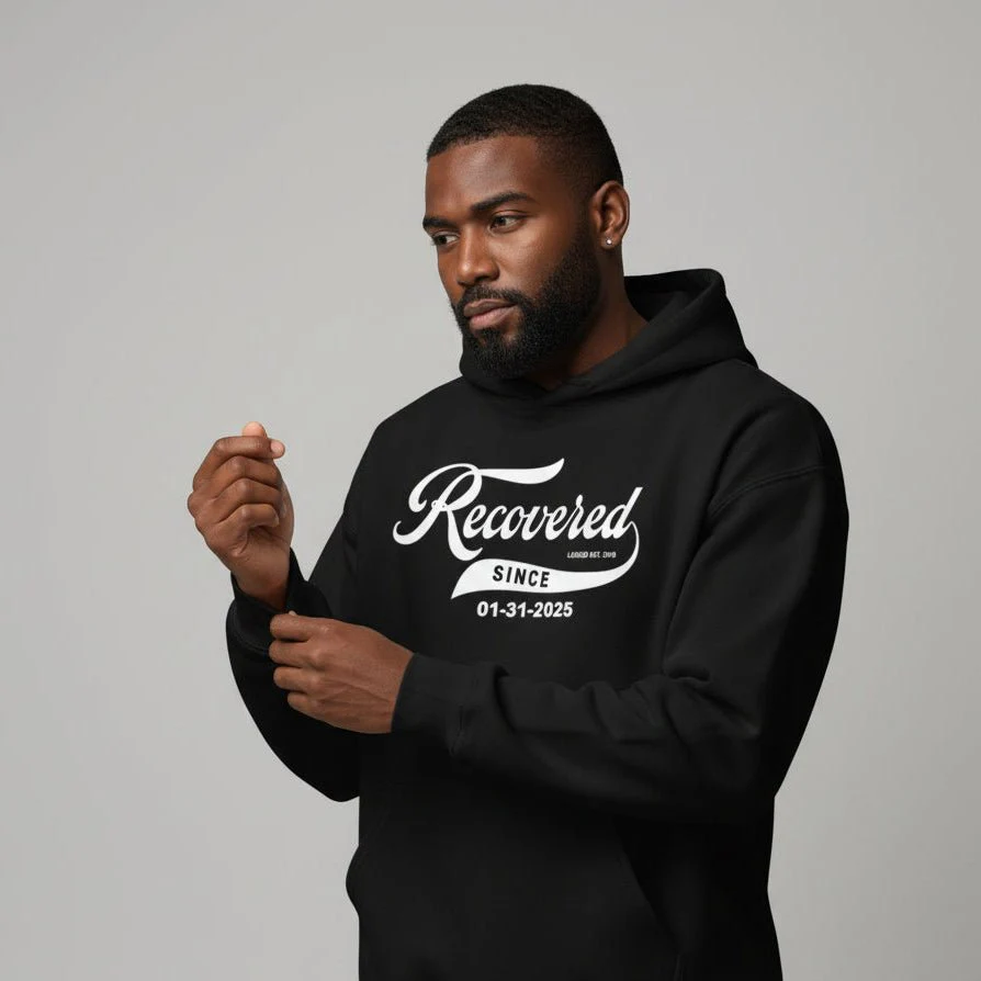 Men's Recovered Since Hoodie w/ Personalized Recovered Date - Image 10