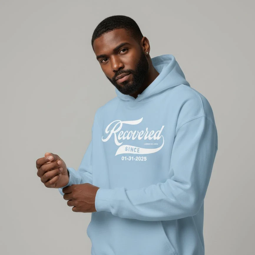 Men's Recovered Since Hoodie w/ Personalized Recovered Date - Image 46