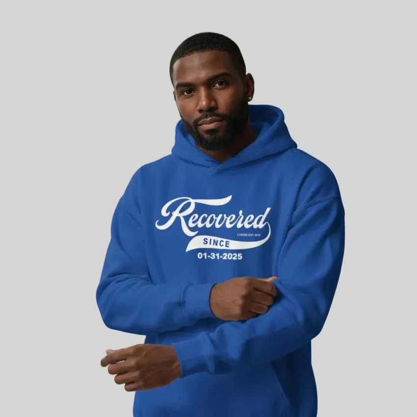 Men's Recovered Since Hoodie w/ Personalized Recovered Date - Image 6