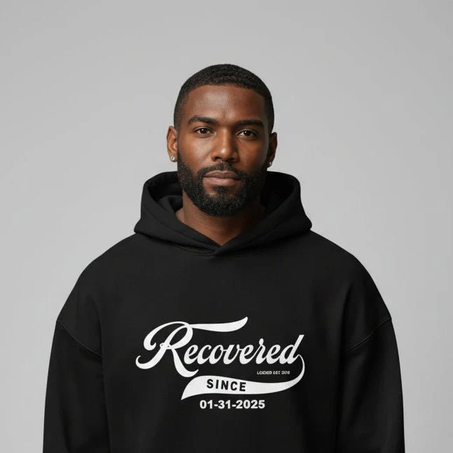 Men's Recovered Since Hoodie w/ Personalized Recovered Date - Image 9