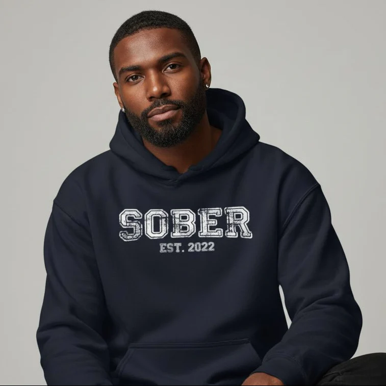 Men's Sober Est. Hoodie w/ Personalized Sobriety Year - Image 10