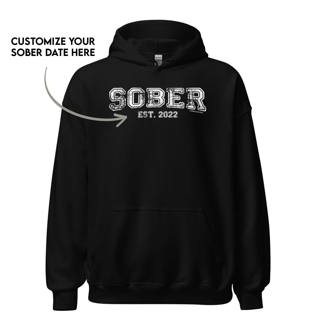 Men's Sober Est. Hoodie w/ Personalized Sobriety Year - Image 3