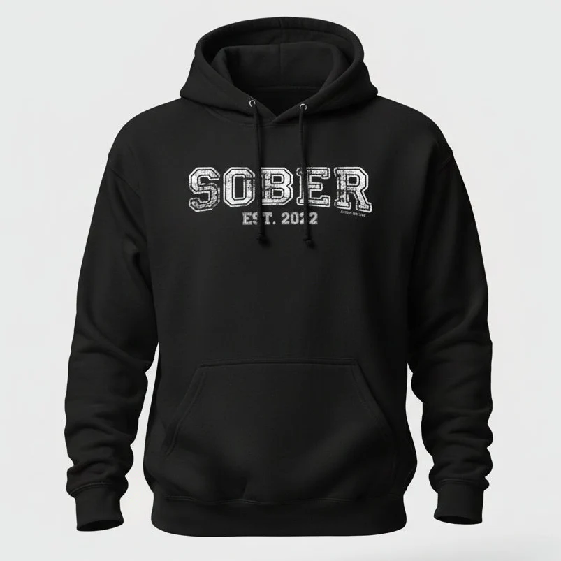 Men's Sober Est. Hoodie w/ Personalized Sobriety Year - Image 4