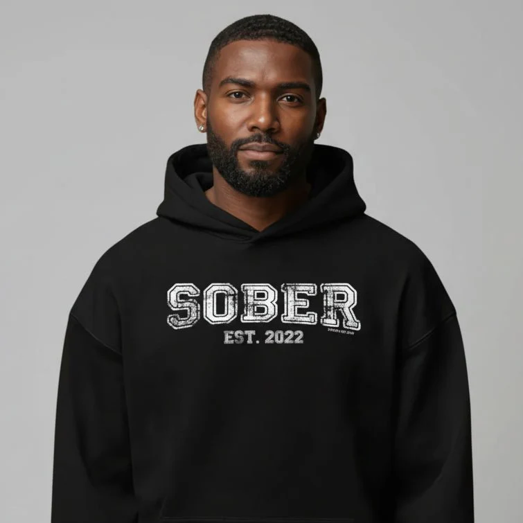 Men's Sober Est. Hoodie w/ Personalized Sobriety Year - Image 5