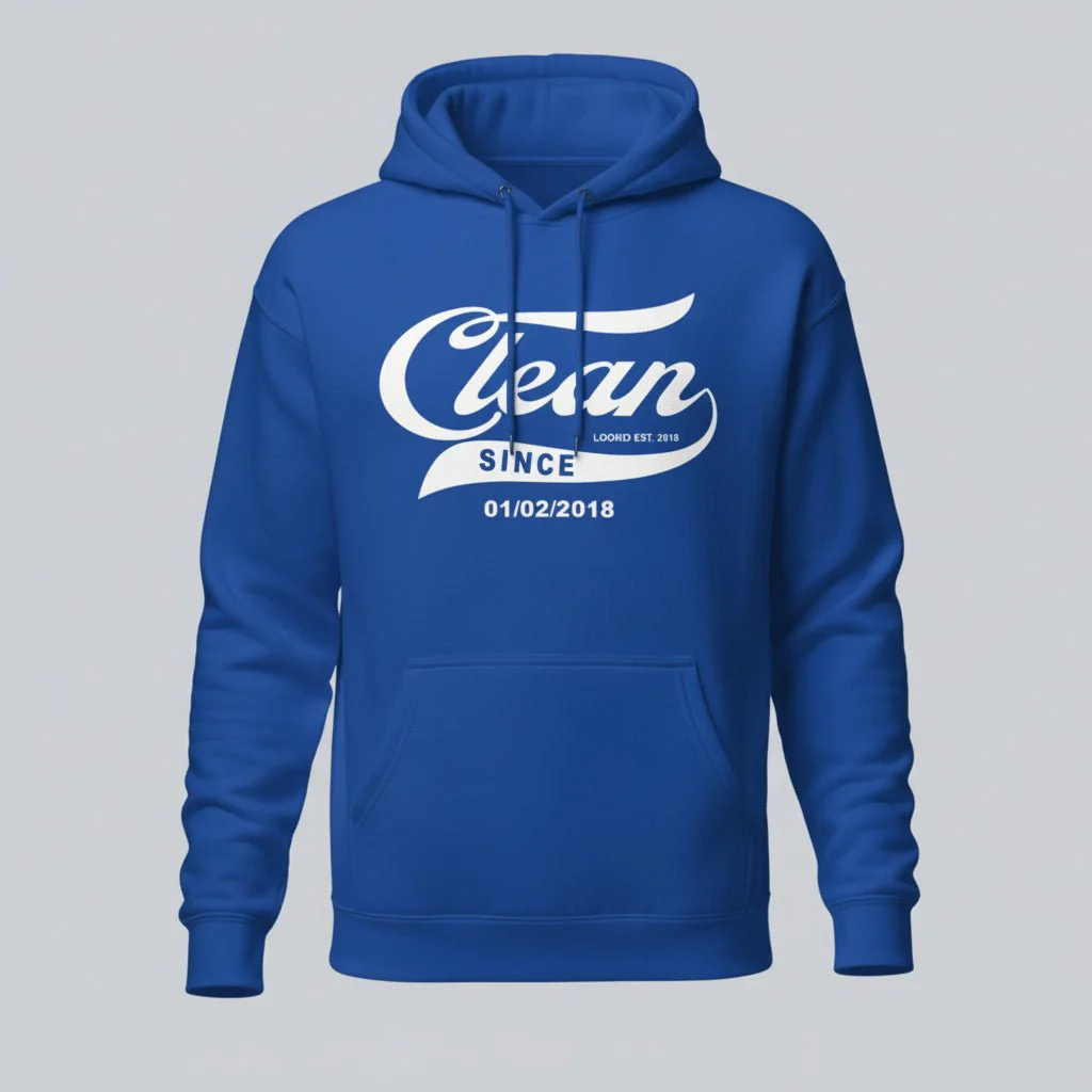 Recovery Hoodie | Men's Clean Since Hoodie with Custom Sobriety Date - Image 10