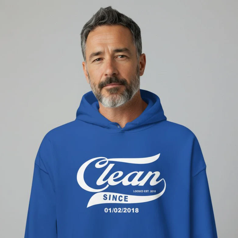 Recovery Hoodie | Men's Clean Since Hoodie with Custom Sobriety Date - Image 12