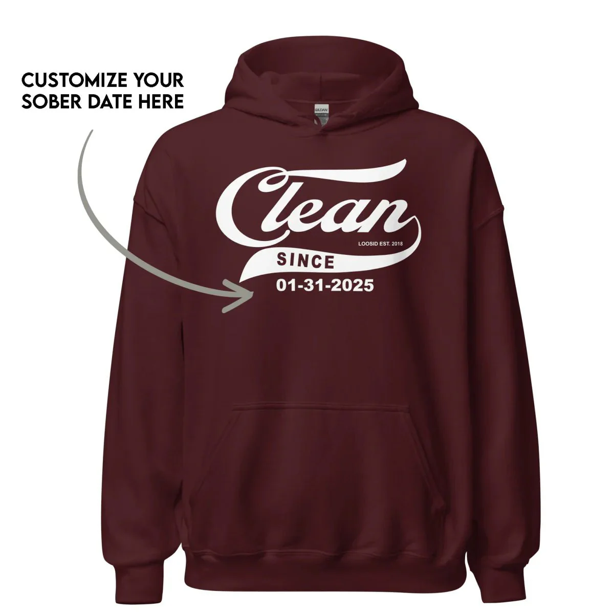 Recovery Hoodie | Men's Clean Since Hoodie with Custom Sobriety Date - Image 14