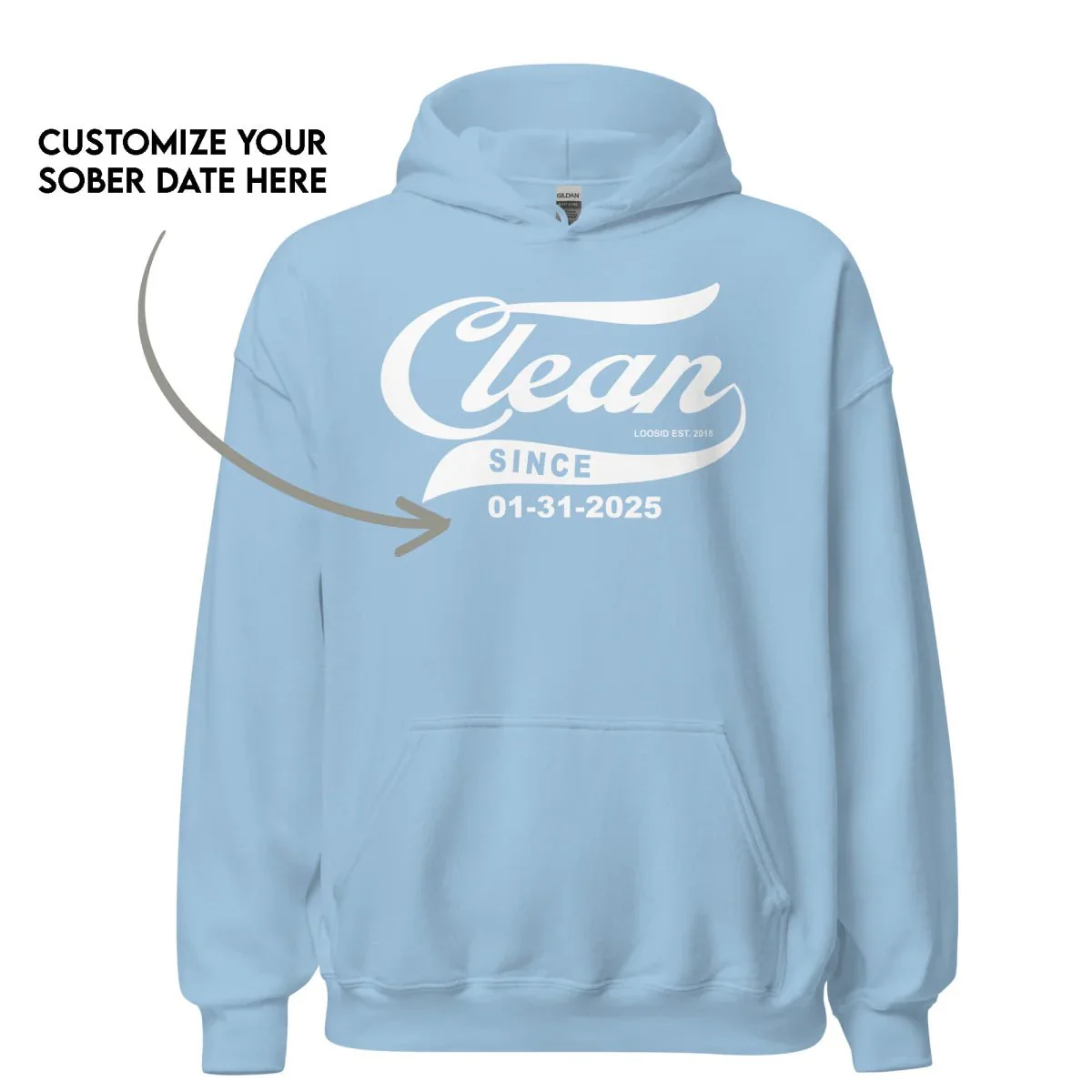 Recovery Hoodie | Men's Clean Since Hoodie with Custom Sobriety Date - Image 19