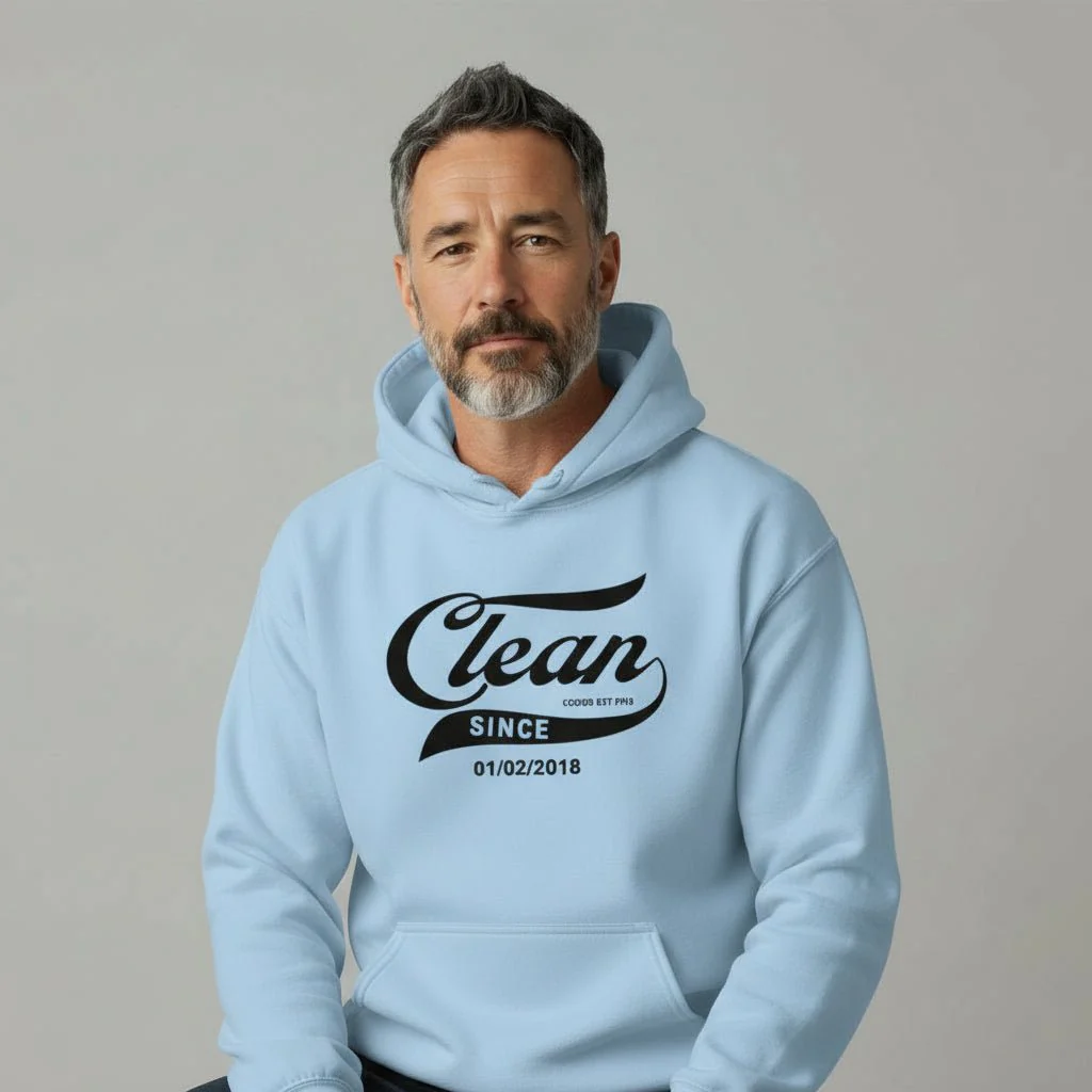 Recovery Hoodie | Men's Clean Since Hoodie with Custom Sobriety Date - Image 21