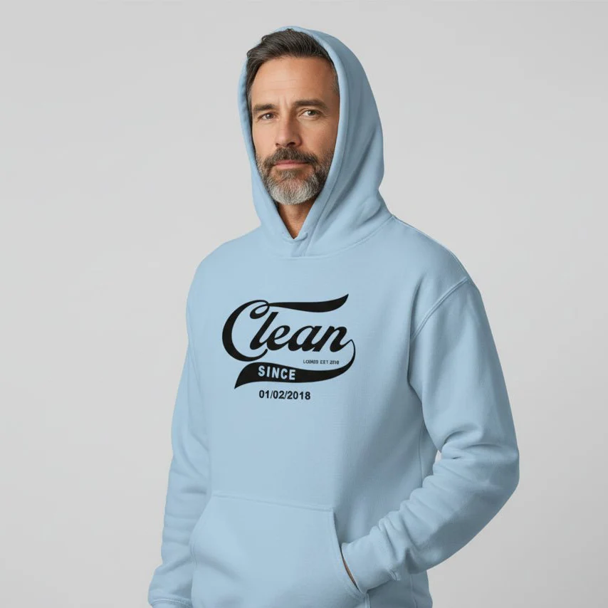 Recovery Hoodie | Men's Clean Since Hoodie with Custom Sobriety Date - Image 22
