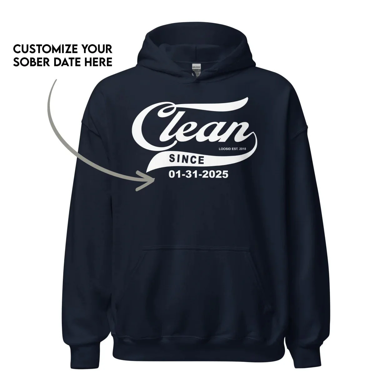Recovery Hoodie | Men's Clean Since Hoodie with Custom Sobriety Date - Image 24