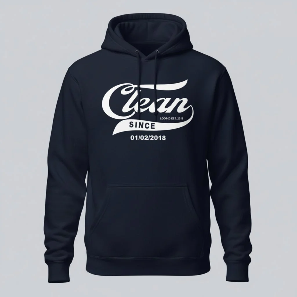 Recovery Hoodie | Men's Clean Since Hoodie with Custom Sobriety Date - Image 25