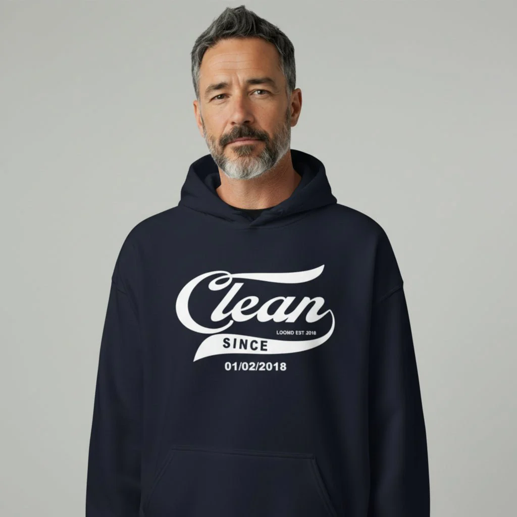 Recovery Hoodie | Men's Clean Since Hoodie with Custom Sobriety Date - Image 26