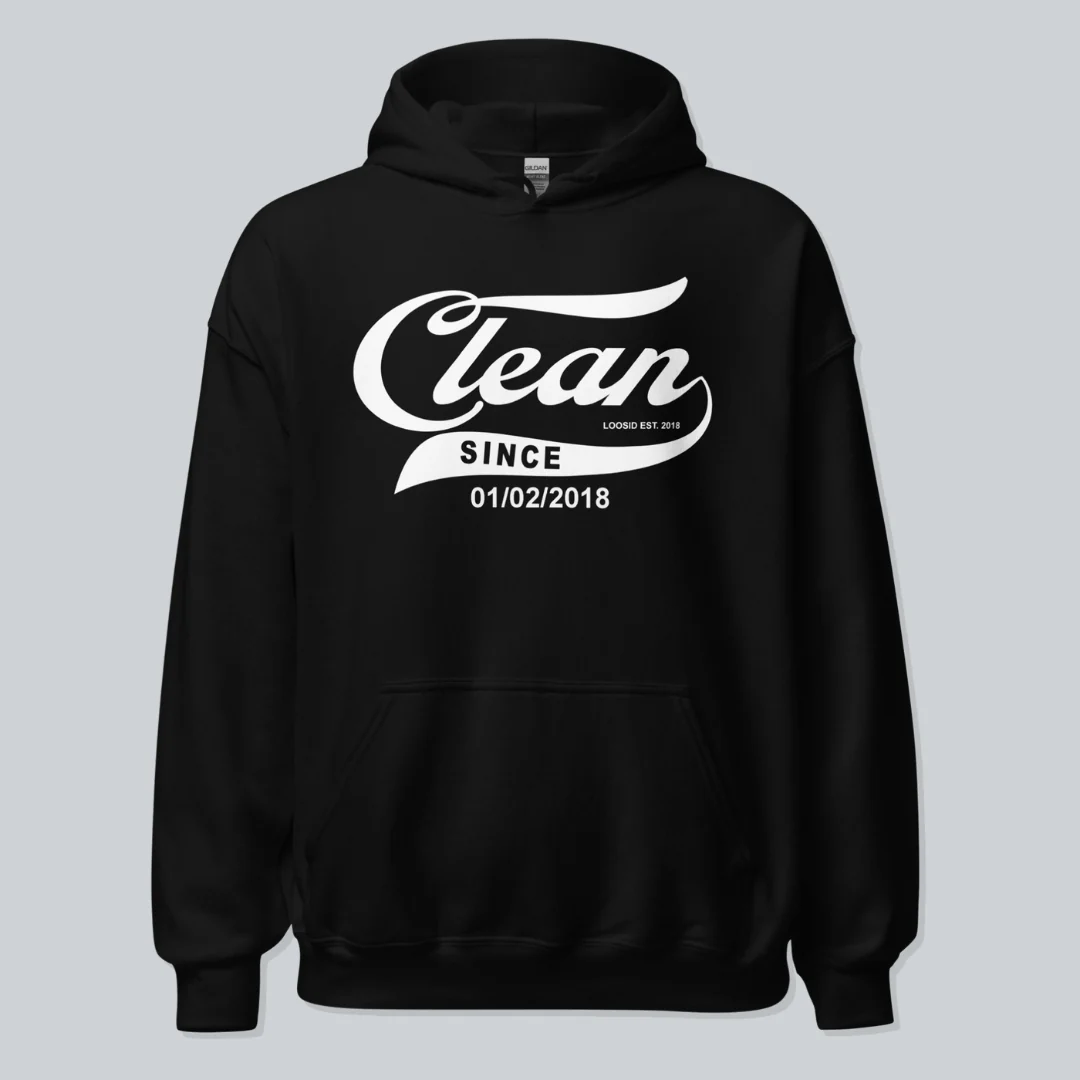 Recovery Hoodie | Men's Clean Since Hoodie with Custom Sobriety Date - Image 3