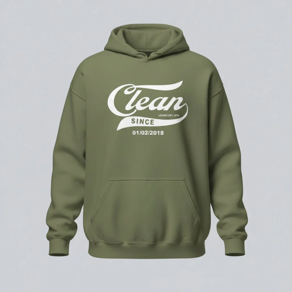 Recovery Hoodie | Men's Clean Since Hoodie with Custom Sobriety Date - Image 30