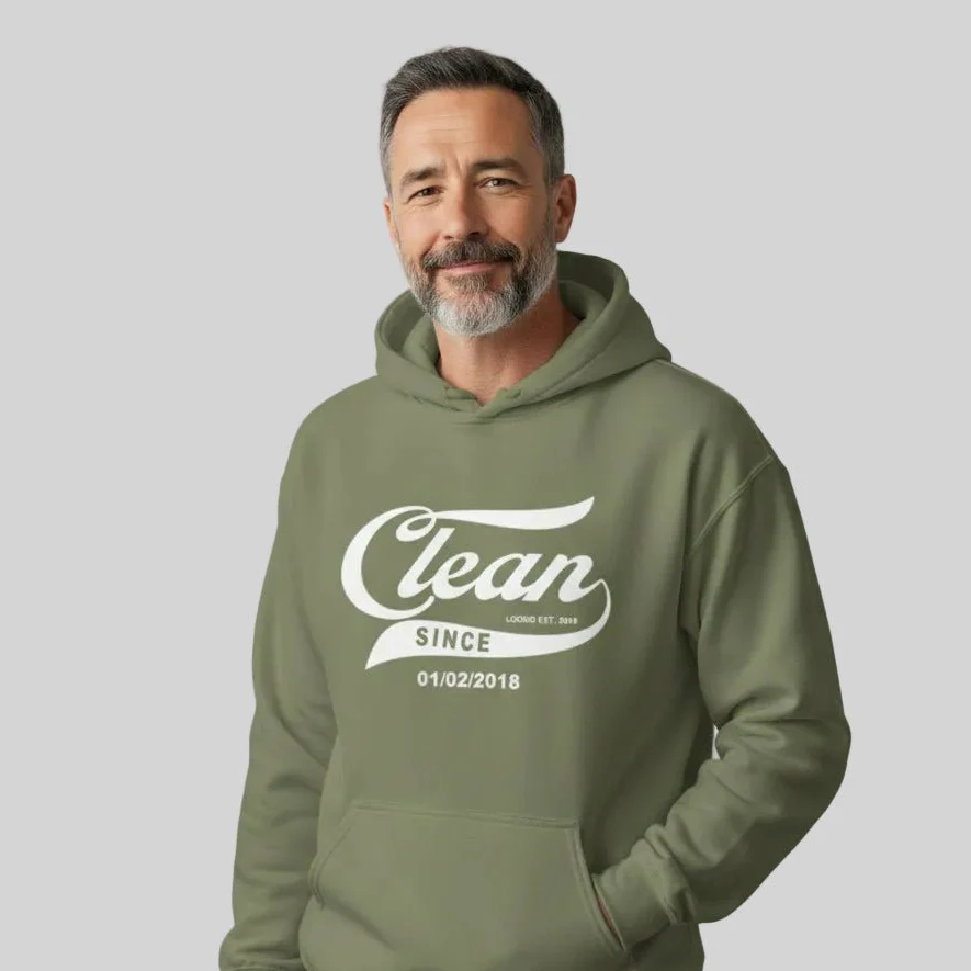 Recovery Hoodie | Men's Clean Since Hoodie with Custom Sobriety Date - Image 32