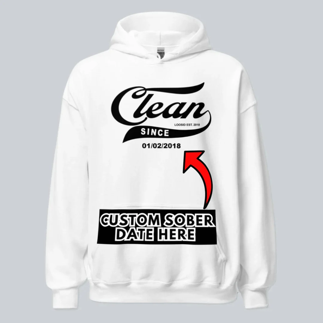 Recovery Hoodie | Men's Clean Since Hoodie with Custom Sobriety Date - Image 34