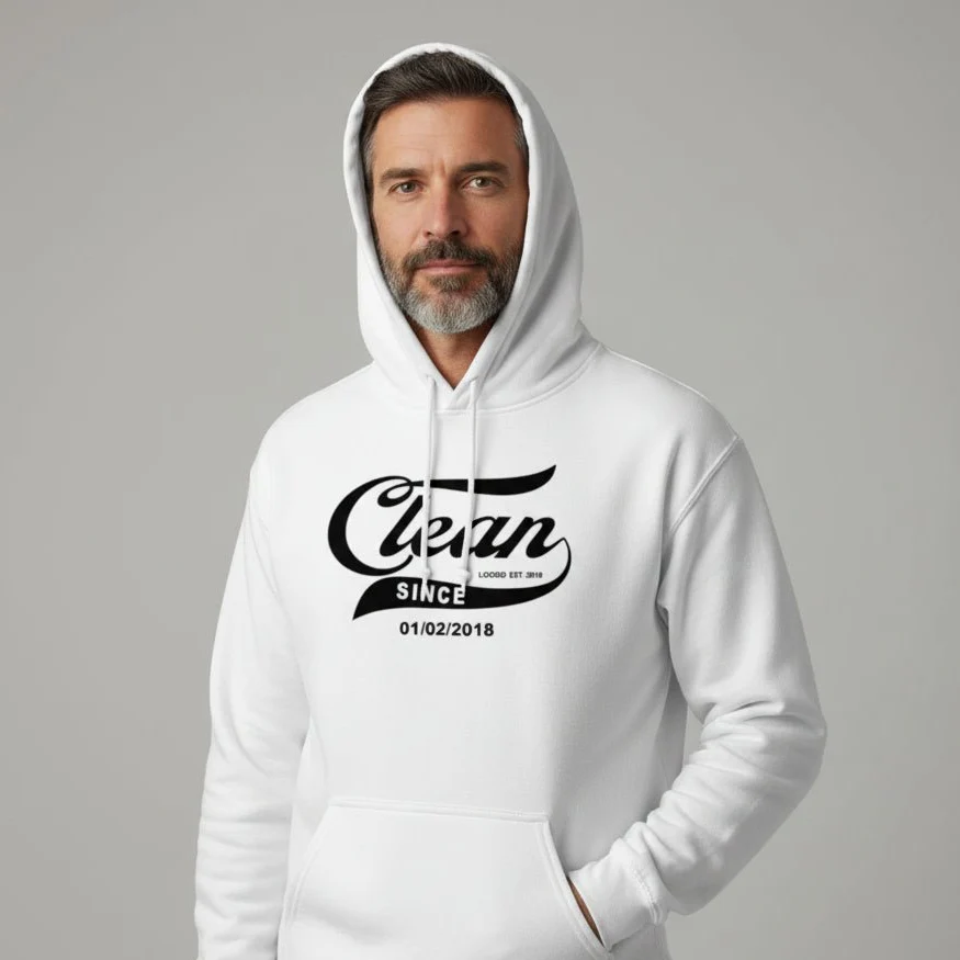 Recovery Hoodie | Men's Clean Since Hoodie with Custom Sobriety Date - Image 37