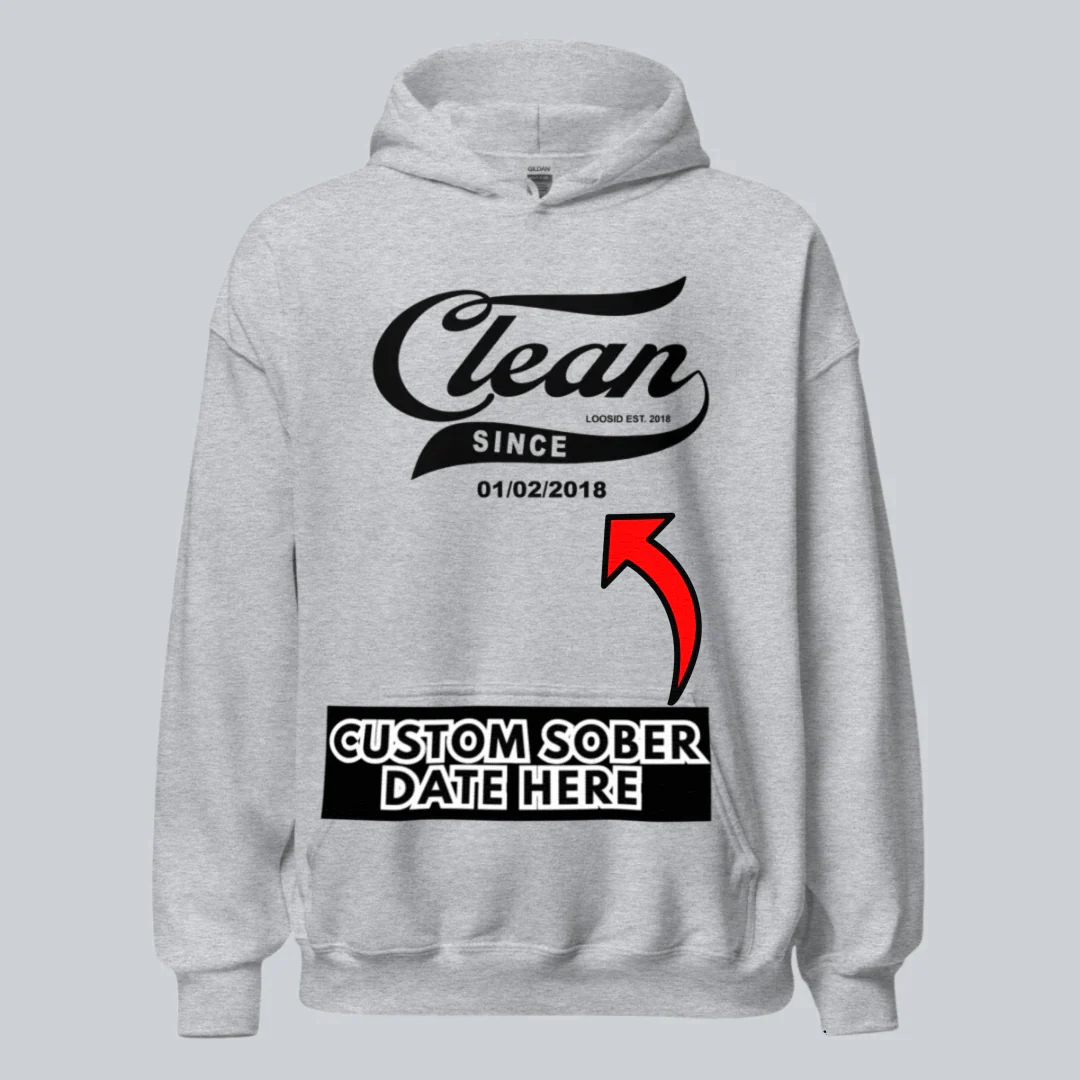 Recovery Hoodie | Men's Clean Since Hoodie with Custom Sobriety Date - Image 39