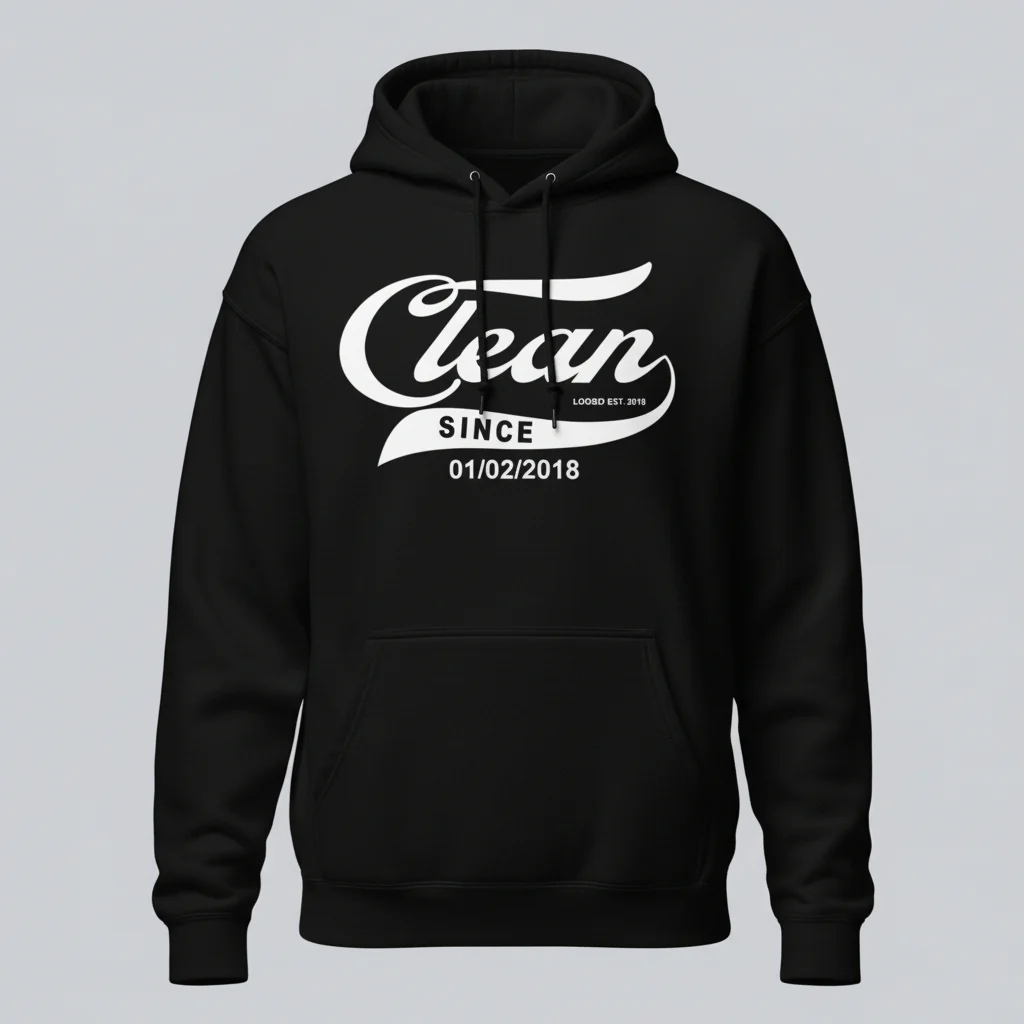 Recovery Hoodie | Men's Clean Since Hoodie with Custom Sobriety Date - Image 4