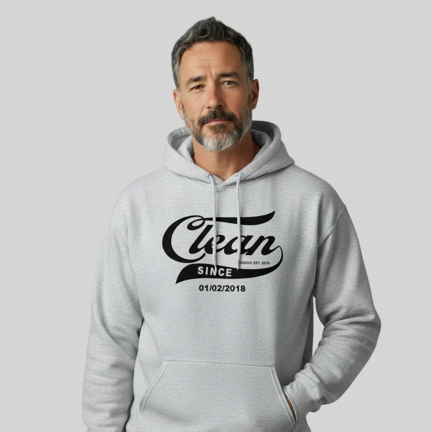 Recovery Hoodie | Men's Clean Since Hoodie with Custom Sobriety Date - Image 42