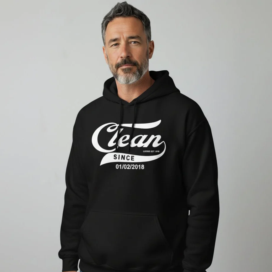 Recovery Hoodie | Men's Clean Since Hoodie with Custom Sobriety Date - Image 7