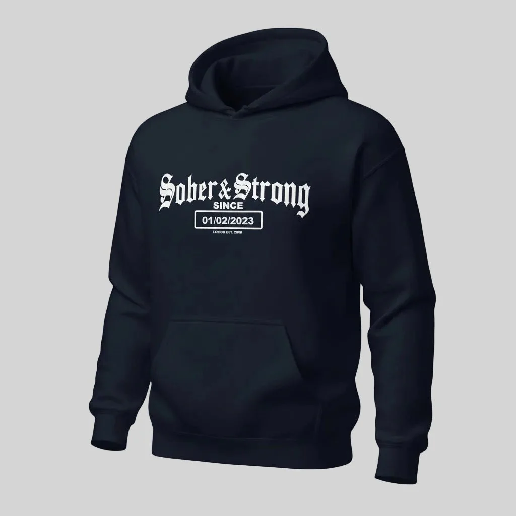 Recovery Hoodie | Men's Sober & Strong Old School with Custom Date - Image 10