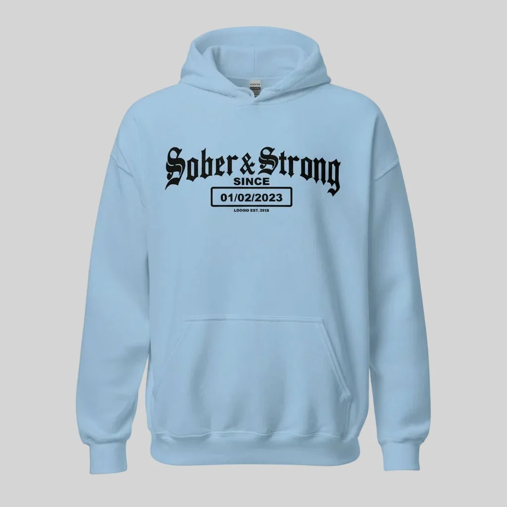 Recovery Hoodie | Men's Sober & Strong Old School with Custom Date - Image 21