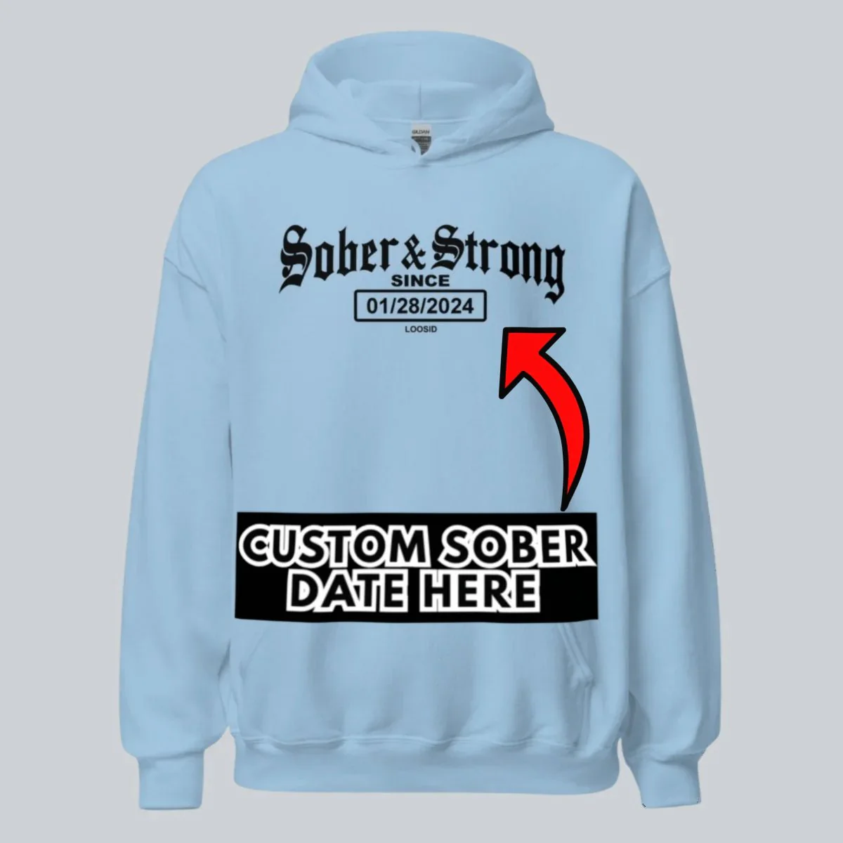 Recovery Hoodie | Men's Sober & Strong Old School with Custom Date - Image 22