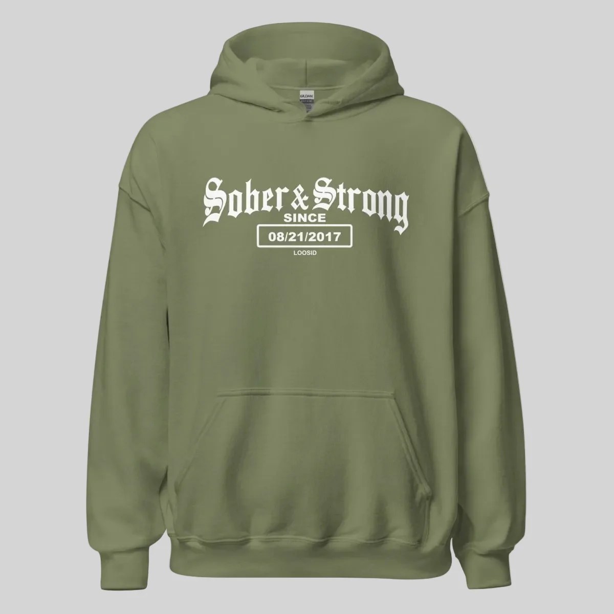 Recovery Hoodie | Men's Sober & Strong Old School with Custom Date - Image 25