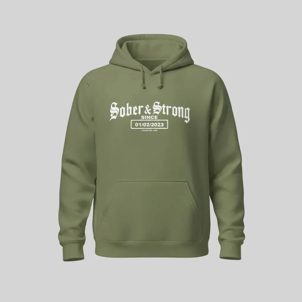 Recovery Hoodie | Men's Sober & Strong Old School with Custom Date - Image 26