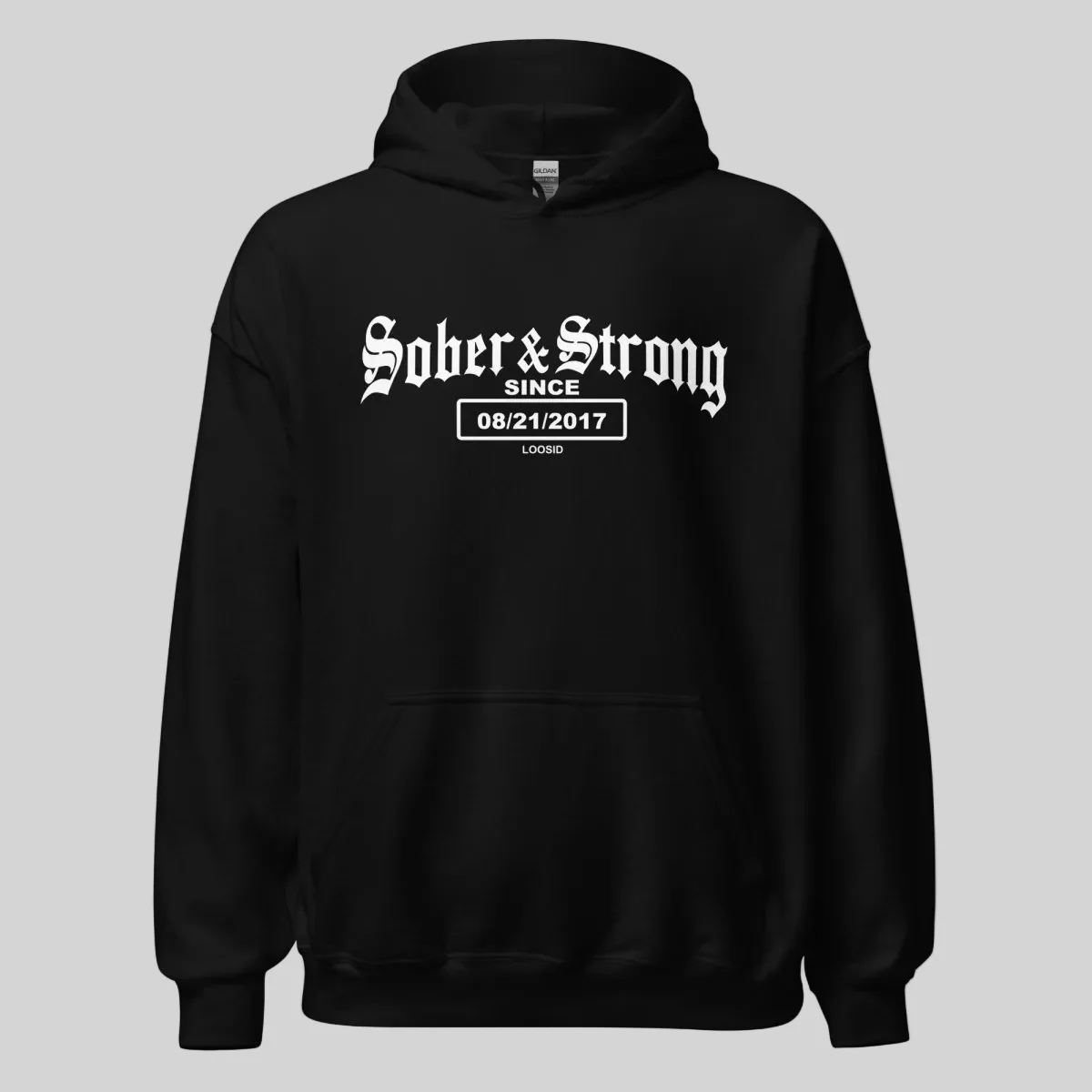 Recovery Hoodie | Men's Sober & Strong Old School with Custom Date - Image 3