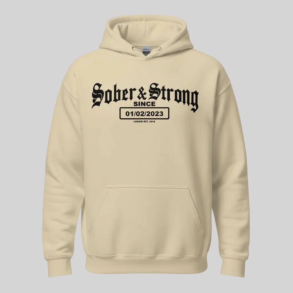 Recovery Hoodie | Men's Sober & Strong Old School with Custom Date - Image 31