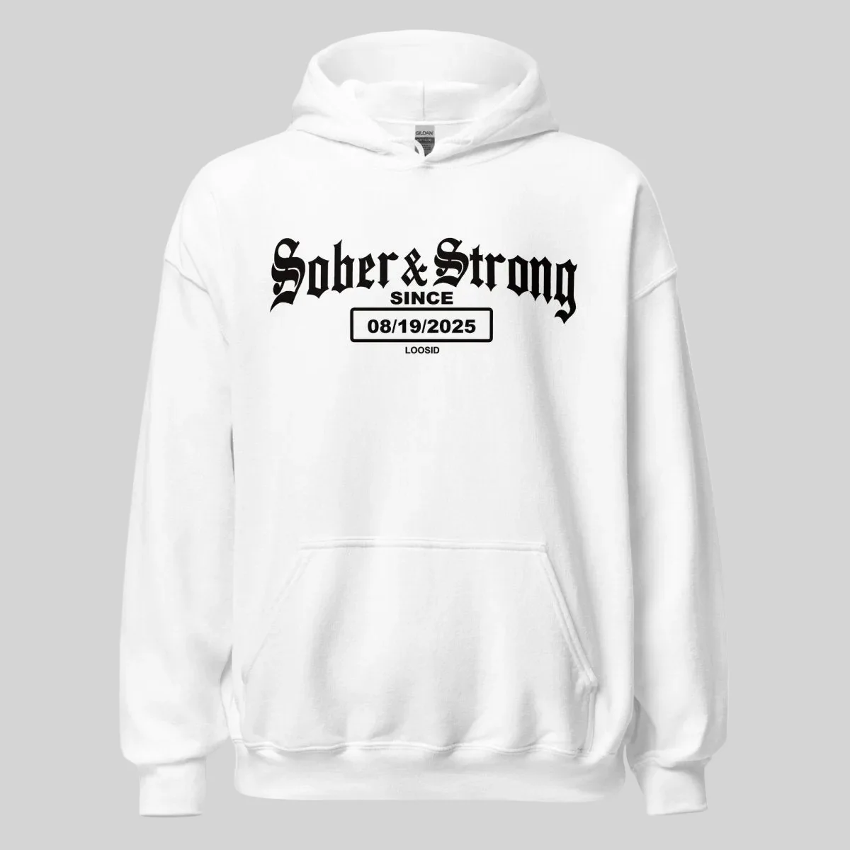 Recovery Hoodie | Men's Sober & Strong Old School with Custom Date - Image 35