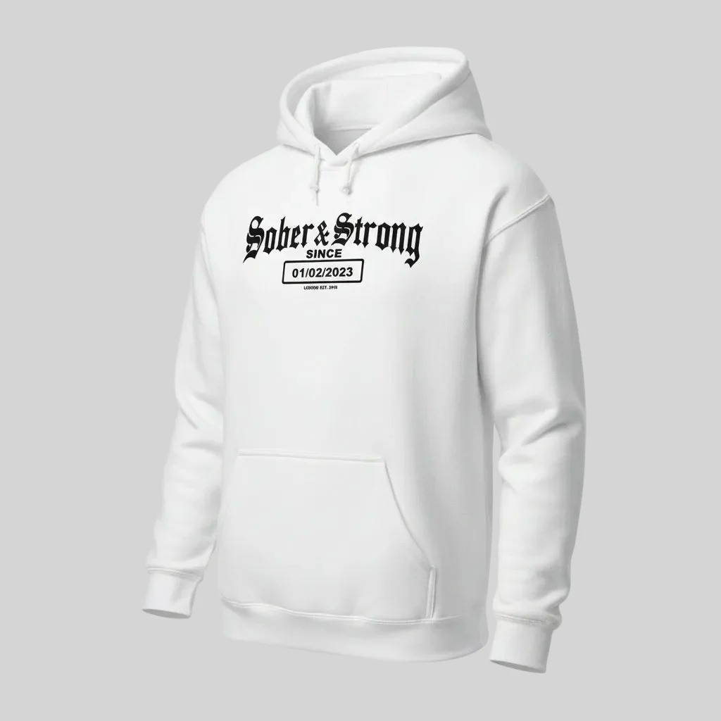 Recovery Hoodie | Men's Sober & Strong Old School with Custom Date - Image 36